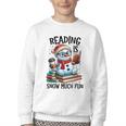 Reading Is Snow Much Fun Christmas Bookworm Snowman Reading Youth Crewneck Sweatshirt