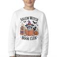 Salem WItch Book Club Halloween Raccoon Witch Reading Book Youth Crewneck Sweatshirt