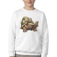 Sulcata Tortoise Reading A Book Youth Crewneck Sweatshirt