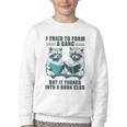 I Tried To Form Gang But It Turned Into A Book Club Raccoon Youth Crewneck Sweatshirt I Tried To Form Gang But It Turned Into A Book Club Raccoon Youth Crewneck Sweatshirt