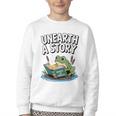 Unearth a Story Frog Reading a Book Summer 2026 Premium Tri-Blend Youth Crewneck Sweatshirt