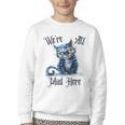 We'Re All Mad Here Cheshire Cat Alice Wonderland Book Kids Youth Crewneck Sweatshirt