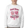 Women's Book Lover Read Your Heart Out Teacher Kids Valentines Youth Crewneck Sweatshirt