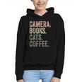 Camera Books Cats And Coffee Lover Photography Men Women Graphic Youth Hoodie