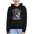 Life Is Better With Books Cats & Coffee Librarian Book Lover Graphic Youth Hoodie