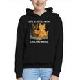Life Is Better With Cats And Books Cute Cat Lover Graphic Youth Hoodie Life Is Better With Cats And Books Cute Cat Lover Graphic Youth Hoodie