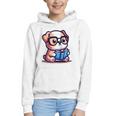 Adorable Book Lover Bulldog With Reading Glasses Cute Raglan Baseball Tee Graphic Youth Hoodie