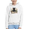 Cat Shirts For Women Book Lover Shirt Cute Cat And Book Premium Tri-Blend Graphic Youth Hoodie
