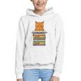 Cute Orange Tabby Cat Reading On Pile Of Books Graphic Youth Hoodie
