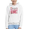 HUGvyn One Loved Teacher Valentine Book Heart Reading Bow Graphic Youth Hoodie