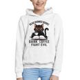 Read Banned Books Drink Coffee Fight Evil Retro Cat Graphic Youth Hoodie