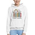 School Counselor Wildflower Book School Counseling Life Graphic Youth Hoodie