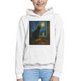 Van Gogh Starry Night Art Cat And Book Lovers Premium Tri-Blend Graphic Youth Hoodie