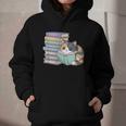 Cat On Books Pets Cats Reading Book Nerd Read Reader Bookcat Graphic Youth Hoodie