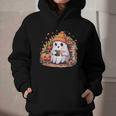 Cute Ghost Drinking Coffee Halloween Reading Book Retro Graphic Youth Hoodie