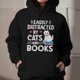 Easily Distracted By Cats And Books Cute Cat And Book Lovers Graphic Youth Hoodie