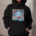 Readsolotl Blue Kawaii Axolotl Book Lover Reading Retro Graphic Youth Hoodie