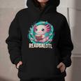 Women's Readsolotl Kawaii Axolotl Reading Book Lover Graphic Youth Hoodie