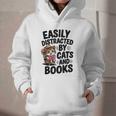 Easily Distracted By Cats And Books Lovers Reading Graphic Youth Hoodie