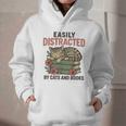 Easily Distracted By Cats And Books Vintage Graphic Youth Hoodie