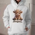 Highland Cow Reading Book Bookworm Graphic Youth Hoodie