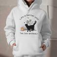 Life Is Better With Tea Cats And Books Cat Sayings Graphic Youth Hoodie