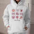 Valentine Teacher Cute Bows Apple Globe Pencil Books Art Graphic Youth Hoodie Valentine Teacher Cute Bows Apple Globe Pencil Books Art Graphic Youth Hoodie