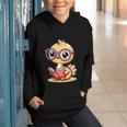 Adorable Book Lover Ostrich With Reading Glasses Cute Graphic Youth Hoodie