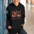 Cozy Season Autumn Leaves Books Pumpkins Fall Halloween Graphic Youth Hoodie