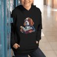 Cute Dog Basset Hound Reading Book Graphic Youth Hoodie