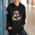 Cute Dog English Bulldog Reading Book Graphic Youth Hoodie Cute Dog English Bulldog Reading Book Graphic Youth Hoodie