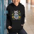 Cute Raccoon Reading Book Flowers Graphic Youth Hoodie