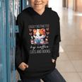 Easily Distracted By Coffee Cats And Books Graphic Youth Hoodie