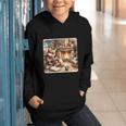 Fox Reads By Fireplace In Cabin Rustic Book Cozy Cup Tea Graphic Youth Hoodie