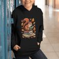 Squirrel Reading Book Lovers Fall Leaves Library Books Graphic Youth Hoodie