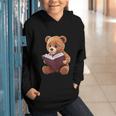Teddy Bear Reading a Book Graphic Youth Hoodie