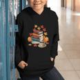 Vintage Books Tea Lovers Fall Autumn Leaves And Pumpkins Graphic Youth Hoodie