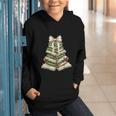 Xmas Tree Books Merry Christmas Coquette Bow Teacher Holiday Graphic Youth Hoodie