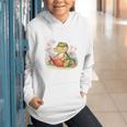 Crocodile Reading Book Watercolor Flowers Kids Graphic Youth Hoodie