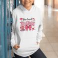 HUGvyn One Loved Teacher Valentine Book Heart Reading Bow Graphic Youth Hoodie