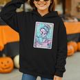 The Reader Retro Reading Skeleton Books Flowers Tarot Card Graphic Youth Hoodie