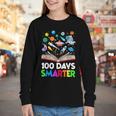 100th Day Of School Astronaut Books Space 100 Days Smarter Youth Long Sleeve Tee