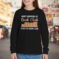Book Lover Humor What Happens At Book Club Stays Youth Long Sleeve Tee