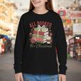 All Booked For Christmas Coquette Xmas Book Club Book Lovers Youth Long Sleeve Tee