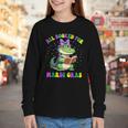 All Booked For Mardi Gras Crocodile Reading Book Teacher Youth Long Sleeve Tee