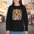 Bookworm Cute Highland Cow Reading Book Youth Long Sleeve Tee