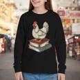 Chicken Books Back To School First Day Of School Boys Girls Youth Long Sleeve Tee