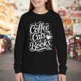 Coffee Cats & Books Reading Book Lover Reader Youth Long Sleeve Tee