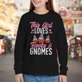This Girl Loves Books And Gnomes Gardener Dwarf Garden Gnome Youth Long Sleeve Tee