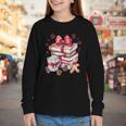 Girly Coquette Gingerbread Books And Hot Cocoa Cozy Season Youth Long Sleeve Tee